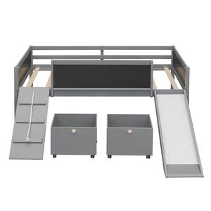NOVA Boys Girls Teens Bedroom struttura del letto a soppalco singola bassa in legno <span class=keywords><strong>con</strong></span> scivolo e spazio di archiviazione e scaletta da arrampicata e lavagna - Product Image 4