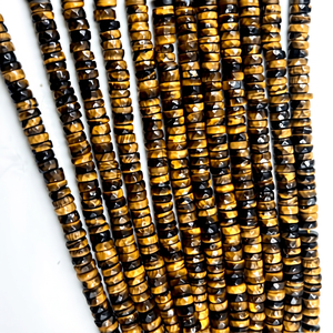 Vente en gros Alif International Perles en pierre naturelle Œil de tigre facettées forme Heishi en forme de pneu, vente en vrac, taille 6-7MM, brin de 14 pouces - Product Image 1