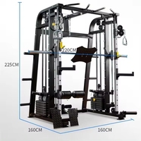 Équipement de gymnastique à usage domestique Cage d'alimentation tout-en-un Câble croisé Entraîneur multifonctionnel Rack d'alimentation Smith Squat Machine