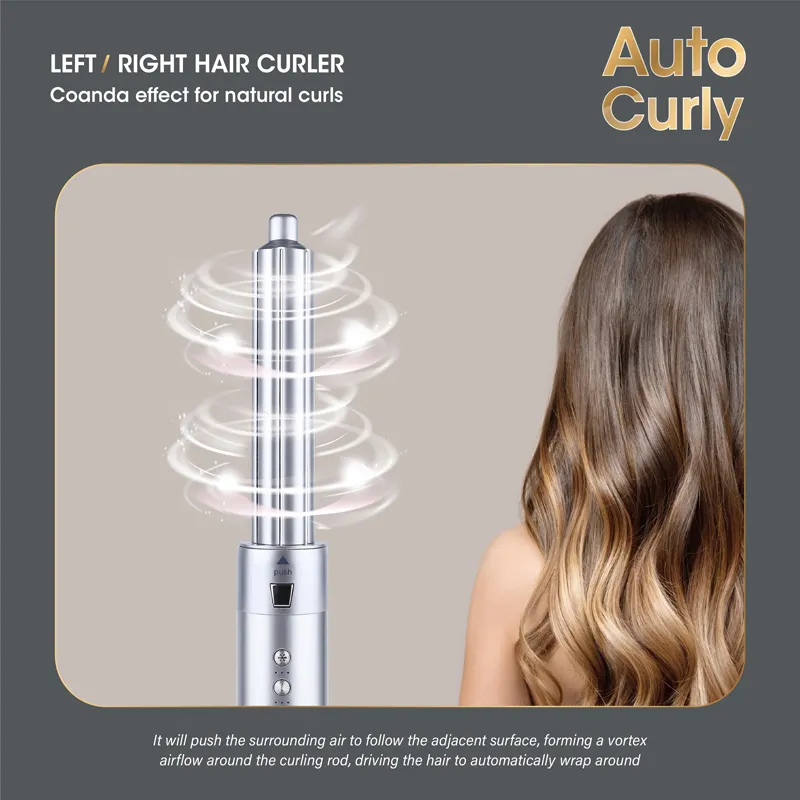 7 in 1 hair styler ad alta velocità ionico spazzola aria termica soffiaggio essiccatore piastra aria auto avvolgimento barile 5 in 1 multi styler