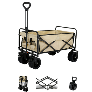 Carrello da Spiaggia Silenzioso e Pieghevole per Campeggio, Pratico Carrello da Giardino in Metallo, Carrello Portatile Pieghevole per Esterni - Product Image 1
