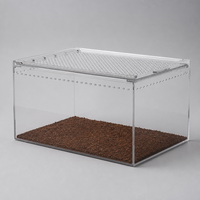 Boîte d'élevage pour reptiles en acrylique transparent avec couvercle coulissant, vue entièrement transparente, ventilée, tailles S, M, L, XL