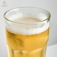 Tasse à bière en verre vintage en verre à bière hexagonale de 12oz 16 oz, tasses à bière en verre empilables transparentes pour congélateur