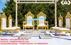 Chaises Mandap sculptées à la main en bois pour mariage, conception indienne élégante, idéale pour un mariage, livraison gratuite - Product Image 4