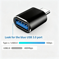 Adaptateur USB 3.0 Type-C vers USB, convertisseur OTG haute vitesse 5 Gbps avec connecteurs Type-C mâle et USB femelle