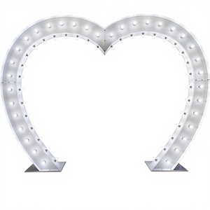 Furun ซุ้มแต่งงานขนาดใหญ่รูปหัวใจอุปกรณ์ประกอบฉากเวทีโลหะพร้อมไฟพื้นหลังสีขาวสำหรับตกแต่งงานปาร์ตี้ - Product Image 1