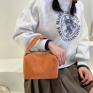 Summer Trend Women's <b>Handbag</b> Portable Corduroy Handheld Makeup Bag <b>Small</b> Square Zipper Closure Bag - Product Image 1