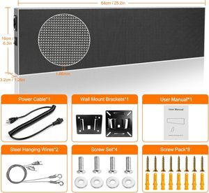 Écran LED programmable couleur P1.86 LED Lights World, barre d'affichage défilante 25,2x6,3 pouces, signalisation numérique professionnelle ultra-mince - Product Image 4
