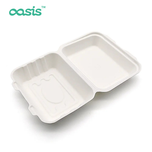 Oasis personalizado 20g bagazo desechable compostable Eco Fish and Chip Container cajas 7,5 "x 6" x 2,5 "doblado para almuerzos para llevar - Product Image 4