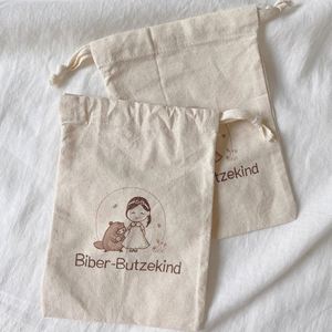 Custom Printed Logo Foldable 100% Cotton <b>Drawstring</b> <b>Pouch</b> Eco-Cotton <b>Drawstring</b> <b>Pouch</b> - Product Image 1