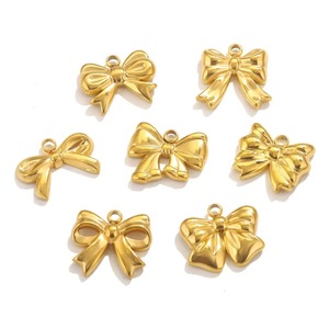 Dijes de Acero Inoxidable para Joyería, Dijes de Moda con Forma de Lazo en Oro y Plata, Accesorios para Hacer Joyería a Mano - Product Image 2