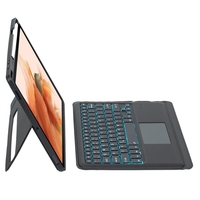 Murah grosir untuk Samsung Galaxy Tab S10 + / S9 FE + / S9 + Keyboard nirkabel Backlit lepas pasang casing kulit dengan Touchpad