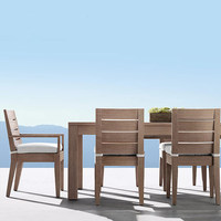 Ensemble de table et chaises de salle à manger d'extérieur télescopiques en teck anti-corrosion, style minimaliste moderne, pour jardin, balcon, véranda
