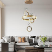 Lampe suspendue LED ronde à hauteur réglable, en fer, aluminium, abat-jour en gel de silice, télécommande à intensité variable, éclairage de salle à manger