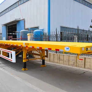 Verzending Container 40ft 50 Ton Flatbed Oplegger 3 As Flat Bed Trailer Met Container Slot Te Koop