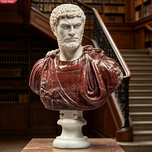 YOUFINE Escultura <span class=keywords><strong>de</strong></span> Busto <span class=keywords><strong>de</strong></span> Emperador Romano en Mármol Rojo y Blanco, Tallada a Mano, <span class=keywords><strong>Figura</strong></span> Histórica Clásica para Decoración Interior <span class=keywords><strong>de</strong></span> Bibliotecas - Product Image 1