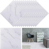 Spiareal - 48 Piezas de Vinilo Autoadhesivo para Piso con Diseño de Mármol Blanco Cuadrado de 12 x 12 Pulgadas, Impermeable, para Interiores, Baños y Cocinas