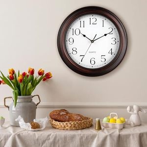 Orologio <span class=keywords><strong>da</strong></span> <span class=keywords><strong>Parete</strong></span> Silenzioso Senza Ticchettio, 12 Pollici, Piccolo Stile Retrò Rustico, Decorazione per <span class=keywords><strong>Cucina</strong></span> e Soggiorno, Orologio in Plastica di Fabbrica - Product Image 2