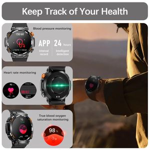 Montre connectée de sport pour homme HT17 avec éclairage <span class=keywords><strong>d</strong></span>'urgence et boussole, surveillance de la santé, appel Bluetooth, montre intelligente pour homme - Product Image 4