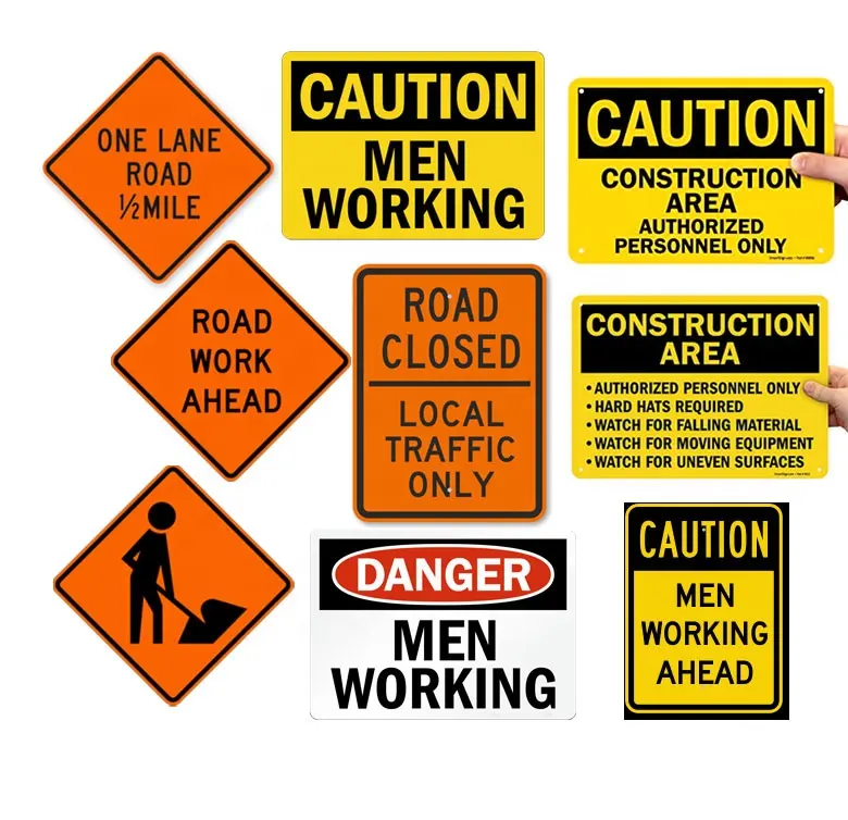 맞춤형 도로 건설 작업 표지판 알루미늄 3m 반사 교통 도로 안전 표지판 도로 경고 표지판 보드 옥외 간판