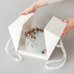 Double Open Portable 6 8 Inch Transparent Birthday Inverted Triangle Cake Packaging Boxes Tiramisu Mousse Clear Plastic Cake Box