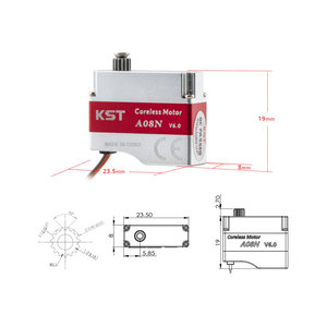 Motor sin Núcleo KST A08N V6.0 DC7.4V, Torque de 3.2Kgf.cm, Respuesta de 0.09s, Carcasa de Aleación de Aluminio, Programable, Recorrido de 60-120, RC - Product Image 4