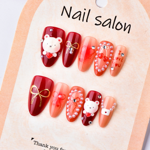 Faux ongles ABS amovibles à motifs de tuyaux d'eau, longs, style européen et américain, pour manucure de Noël - Product Image 1