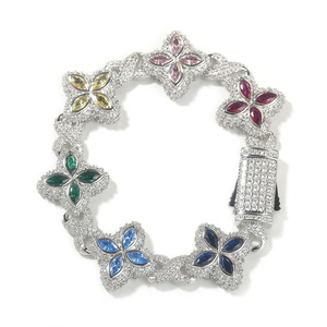Pulsera de Lujo con Diseño de Trébol de Cuatro Hojas Infinito, con Circonitas 5A de Colores, Estilo Hip Hop, para Hombre y Mujer - Product Image 1