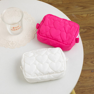 SENYU Bolsa de Maquillaje Acolchada Ligera y Portátil con Cierre para Mujer, Idea de Regalo Festiva, de Poliéster y Algodón, con Diseño de Corazón, Elegante y Cosmética - Product Image 6