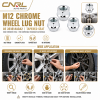 Écrou de roue chromé Ruili M12 OE 361814A0A2 à siège conique en acier haute résistance, fixations automobiles pour modification de voiture