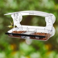 Comedero para pájaros con ventana Circular al por mayor, casa, bandeja extraíble, comedero para pájaros acrílico, comederos exclusivos para pájaros con ventana