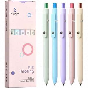 Paquete de 5 Bolígrafos de Tinta Negra Japonesa de Alta Gama, Punta Fina de 0.5 mm, Diseño Geométrico, Color Personalizado, para Escribir en un Diario o Tomar Notas - Product Image 3