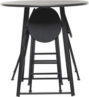 Table haute pliable en acier de fer de 5 pièces avec ensemble de tabourets pour balcon de jardin intérieur et extérieur