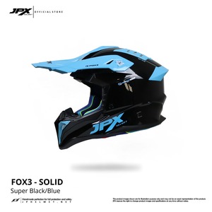 Casco de Motocross JPX Fox3 con Correa Magnética en Negro Azul Brillante con un Diseño Elegante para un Rendimiento Extremo Todoterreno. - Product Image 2