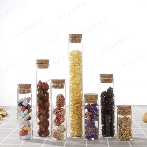 <span class=keywords><strong>Tube</strong></span> à <span class=keywords><strong>essai</strong></span> en verre Borosilicate Transparent à fond plat avec liège pour le stockage de bonbons en grains de café thé aux épices alimentaires - Product Image 1