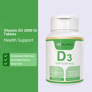 Comprimés de Vitamine D3 2000 UI certifiés GMP, complément alimentaire en marque blanche pour la santé immunitaire et osseuse, OEM/ODM - Product Image 3