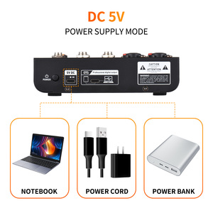 เครื่องผสมสัญญาณเสียงแบบพกพา4ช่องแผงวงจรมิกซ์เสียงขนาดเล็กพร้อม USB BT 48V Phantom Power 3-band EQ <span class=keywords><strong>Loopback</strong></span> button - Product Image 5