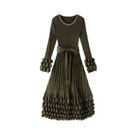 Robe plissée trapèze blanche vintage Miyake pour femme, nouvelle collection 2026, style français luxueux et époustouflant, plissé bulle mi-longueur