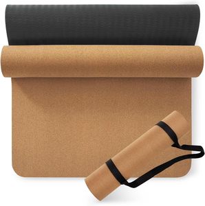 Tapete de Yoga Impermeable de Corcho y Caucho, Marca Privada, Ecológico, Tapete de Yoga de TPE de Alta Calidad, Orgánico - Product Image 1