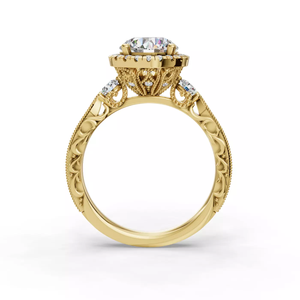 Anillo de Diamantes de Oro de 14K para Mujer, Corte Brillante Redondo, Halo, Estilo Clásico de Compromiso, Certificado IGI, Color D, Diamantes Cultivados en Laboratorio - Product Image 2