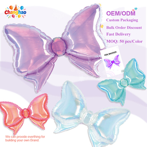 Ballon en aluminium transparent irisé en forme de nœud, emballé individuellement, pour la décoration de fête d'<span class=keywords><strong>anniversaire</strong></span> d'enfants - Product Image 1