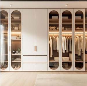 Armoire de rangement de luxe moderne sur mesure pour chambre à coucher, hôtel, appartement, avec porte en verre - Product Image 3