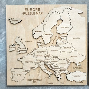 Puzzle in legno con mappa europa 3d tagliata al Laser, mappa in legno giocattolo educativo, mappa del paese in legno - Product Image 6