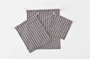 Sac en toile de coton à rayures noires personnalisé, sac cadeau à cordon, pochette pour pain avec doublure en TPU - Product Image 4