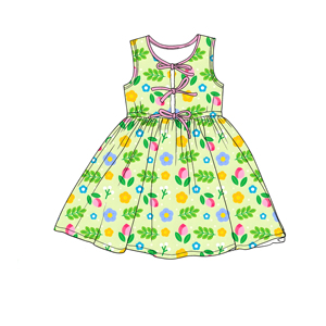 Abito estivo per <span class=keywords><strong>bambina</strong></span>, carino, con scollo a O, lunghezza al ginocchio, casual, con stampa floreale, tasca laterale, maniche corte - Product Image 4