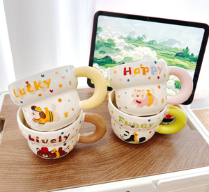 Taza de Leche de Cerámica de 400 ml con Diseño de Animalitos de Dibujos Animados en Amarillo y <span class=keywords><strong>Rosa</strong></span>, con Logotipo Personalizado, en Caja de Color, para Regalo de Cumpleaños Infantil - Product Image 5