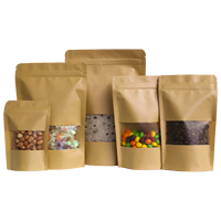 Sacs en papier kraft à fermeture éclair autoportants en gros, sacs à fermeture éclair refermables, sachets doypack