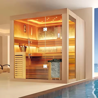 Sauna de Madera de Hemlock para 3 Personas con Terapia de Luz Roja, Venta al Por Mayor de Fábrica
