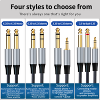 Kabel Gitar TRS 3-Pin 6.35mm Grosir Pabrik untuk Amplifier, Kabel Speaker Amplifier Konsol Mixing Stereo 6.5mm Male to Male