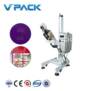 Maquina de codificacion laser de botella de CO2 voladora en linea/carcasa de acero inoxidable y pantalla tactil de 10,2 Hd